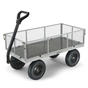 Gorilla Cart 1000 Pound Capacity Heavy Duty Steel Mesh Utility Wagon Cart, Gray