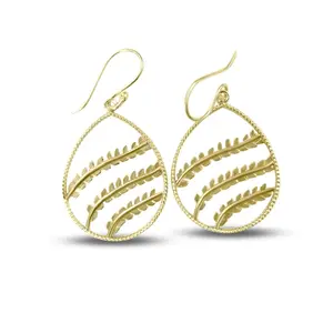 Gold Plated Oval Branch Drop Earrings – Trendy Dangle Jewelry for Women & Girls, Elegant Birthday Gift for Her