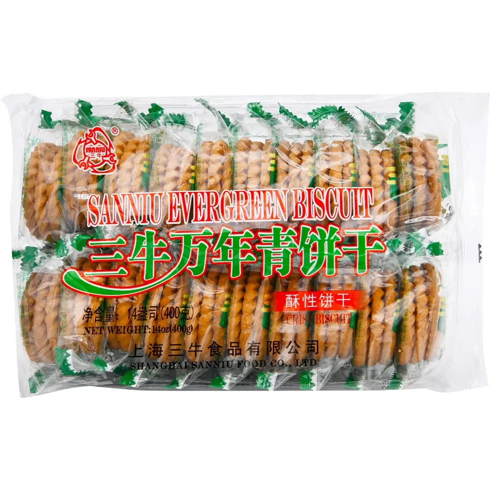 SANNIU Baked Shanghai-Style Traditional Chinese Evergreen Crispy Biscuit Bars, Crunchy Wheat Flour Snacks, Asian Snacks Treats