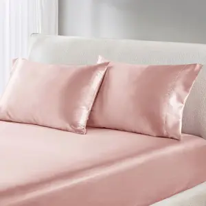 360 Stand Polyester Satin Pillowcases, 2-Piece Standard Size Set, 20x30x0.13 in Smooth Weave Wrinkle-Free Luxury Blush Bedding Pillowcases, Two Piece Sets, Solid Satin