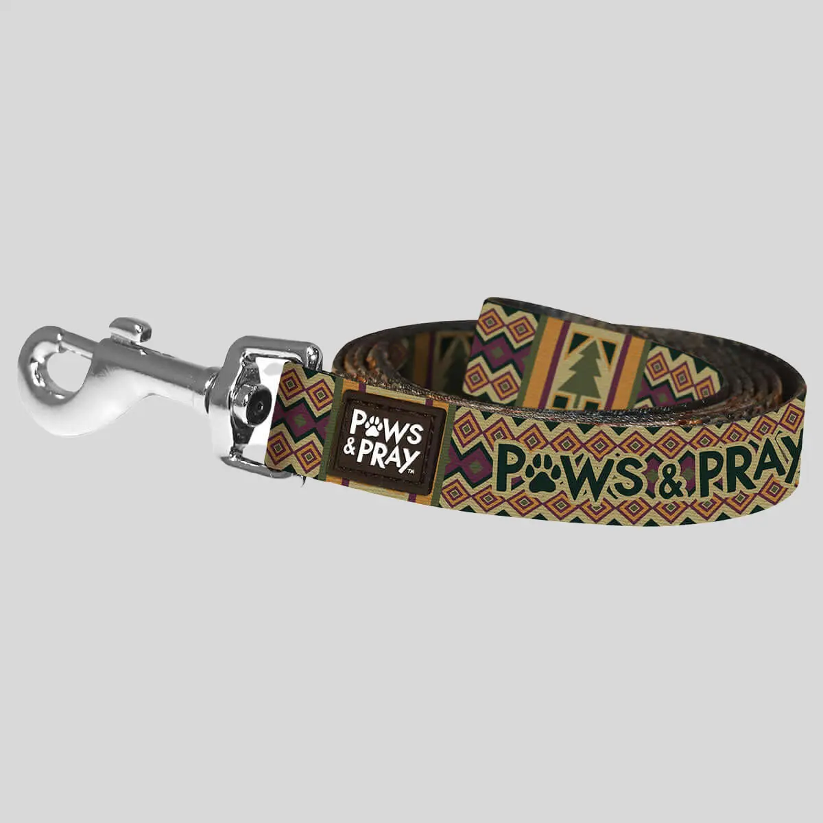 Paws & Pray Trees Motif Woodsy Print Webbing Dog Leash - 60 inches x 3/4 in, Metal Clip Secure, Durable for Use on the Trail & Neighborhood, Faith-Inspired Design with Inspiration for Faith