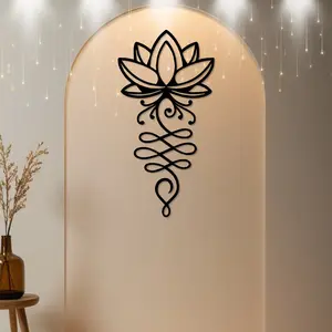 Metal Lotus Wall Sculpture, Modern Mandala Art Decor for Yoga Lovers, Religious Themed Wall Hanging for Living Room Ornaments