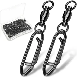 Fishing Power Clips Ball Bearing Swivels Fishing Clips Quick Change Speed Clips Snap Swivels Saltwater Freshwater Black