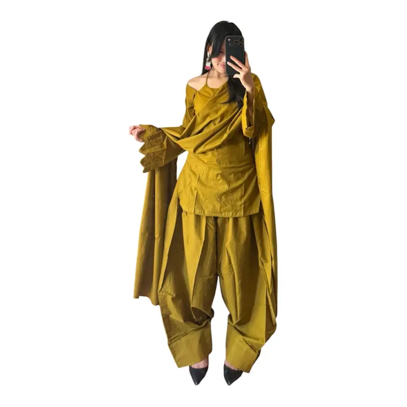 MUSTARD COTTON FARSHI SALWAR SET