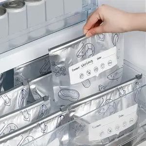 30-Pack Reusable Aluminum Foil Sealable Storage Bags 2026 New Resealable Vacuum Zipper Pouches for Food Stand Up Foil Sealable Bags with Label and Zip Lock for Vegetable Fruit Meat Thick Containers