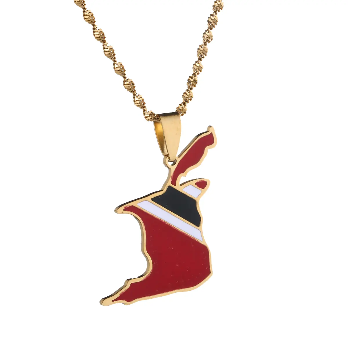 Trinidad and Tobago Map Flag Pendant Necklace Gold Color Trendy Country Map Jewelry Gifts country  necklace map  necklace country flag necklaces