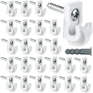 Heavy-Duty Plastic Wall Down Clip Organiser for Wire Closet Shelves, Includes Wire Shelf Loop Clips, Brackets, Screws, Expansion Tubes, and Installation Accessories