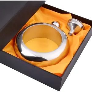Stainless Steel Bangle Bracelet Liquor Flask with Funnel Wrist Jewelry for Women Girls Men Hand Size Party Flask Sliver