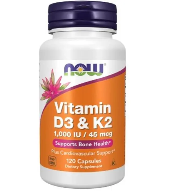 Supplements, Vitamin D-3 & K-2, 1,000 IU/45 mcg,Plus Cardiovascular Support*, Supports Bone Health*, 120 veg Capsules