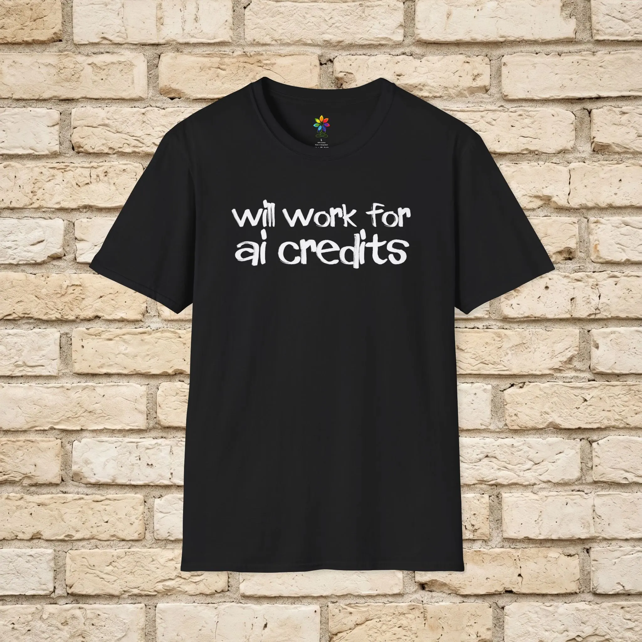 Will Work For AI Credits T-Shirt | AI Humor Tee, Techie Shirt