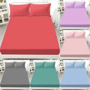 Pure Color Pattern Bedding Set, Soft Comfortable Sheet Set, Bed Sheet Sets, Mattress Protector, Bedroom Guest Room Dorm Decor, 1 Fitted Sheet + 2 Pillowcases