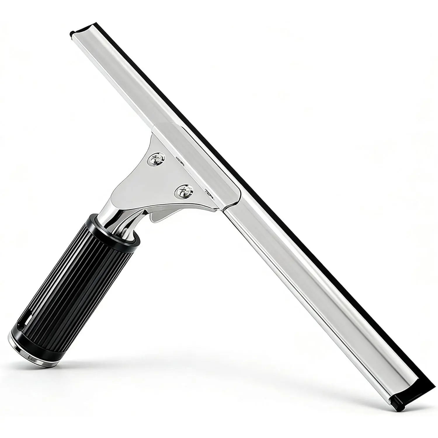 14-inch Household Stainless Steel Squeegee with High-Temperature Resistant Wider Rubber Blade, 6-inch Durable Universal Handle, Professional Streak-Free Cleaning Tool for Shower Glass, Windows