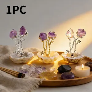 Handmade Natural Crystal Healing Crystals Amethyst Agate Geode Cluster, Crystal Decorative Stones, Healing Stone Ornament for Home Decor, Perfect Mother's Day Gift