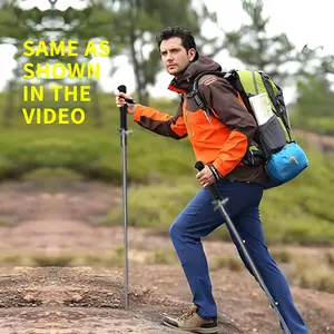 26 - 37 Inch Retractable Stainless Steel Trekking Poles - Compact Foldable Design with Cushioned Handles (Black & Silver Combo) trekking telescopic  stick Telescopic Multifunctional Trekking Pole multi-scenario hiking survival