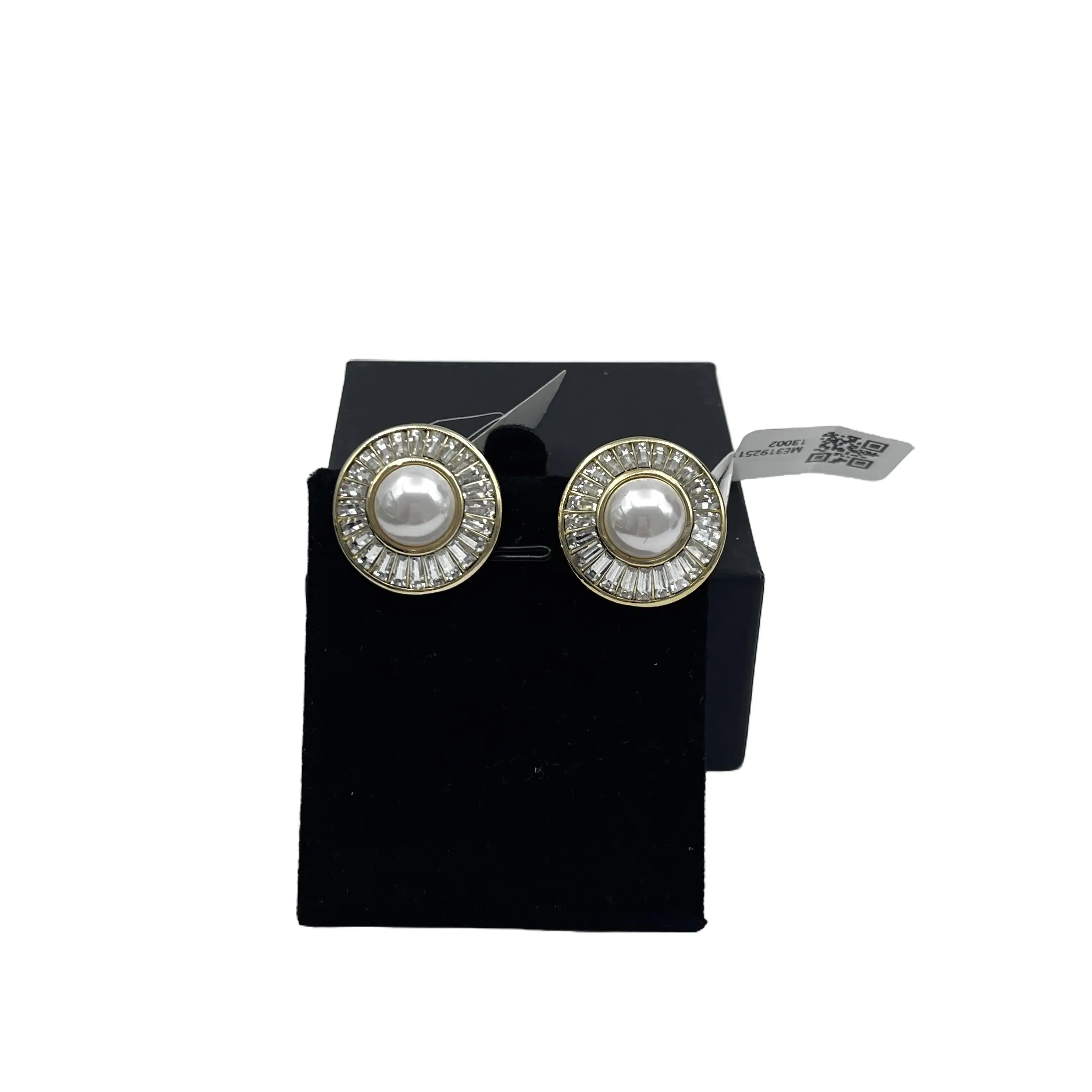 Pre-owned Dior full diamond pearl earrings H5 D0415