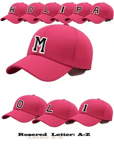 Unisex A-Z Letter Rose Custom Initials DIY Fitted Baseball Hat, Hip-Hop Style Adjustable Plain Hat, Casual Low Profile Hat for All Seasons, Fitted Baseball Cap