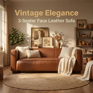Modern 3-Seater Leather Sofa 80.25" Wide Plush Comfort Upholstered Couch Elegant Home Furniture for Living Room Apartment Light Brown Sleek Design