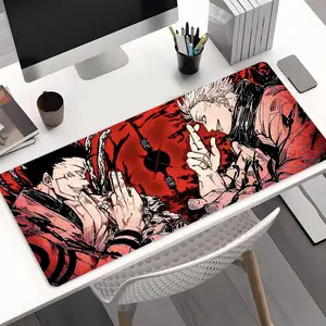 Japanese Anime Ninja Battle Pattern Large Gaming Mouse Pad, Gaming Desk Accessory, Office Desk Accessories, Desktop Protection Pad,Washable Rubber Pad Non-Slip Lock Edge Multi-Size Mouse Pad Suitable For Home Office School,Good Gift for Anime Enthusiast