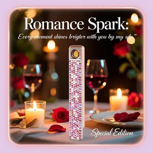 Women's Crystal-Studded Silent Windproof USB Charging Rechargeable Electronic Lighter, Romance Spark Special Edition Home Supply Lighter Accessory, Ideal Gift, Rechargeable Lighters
