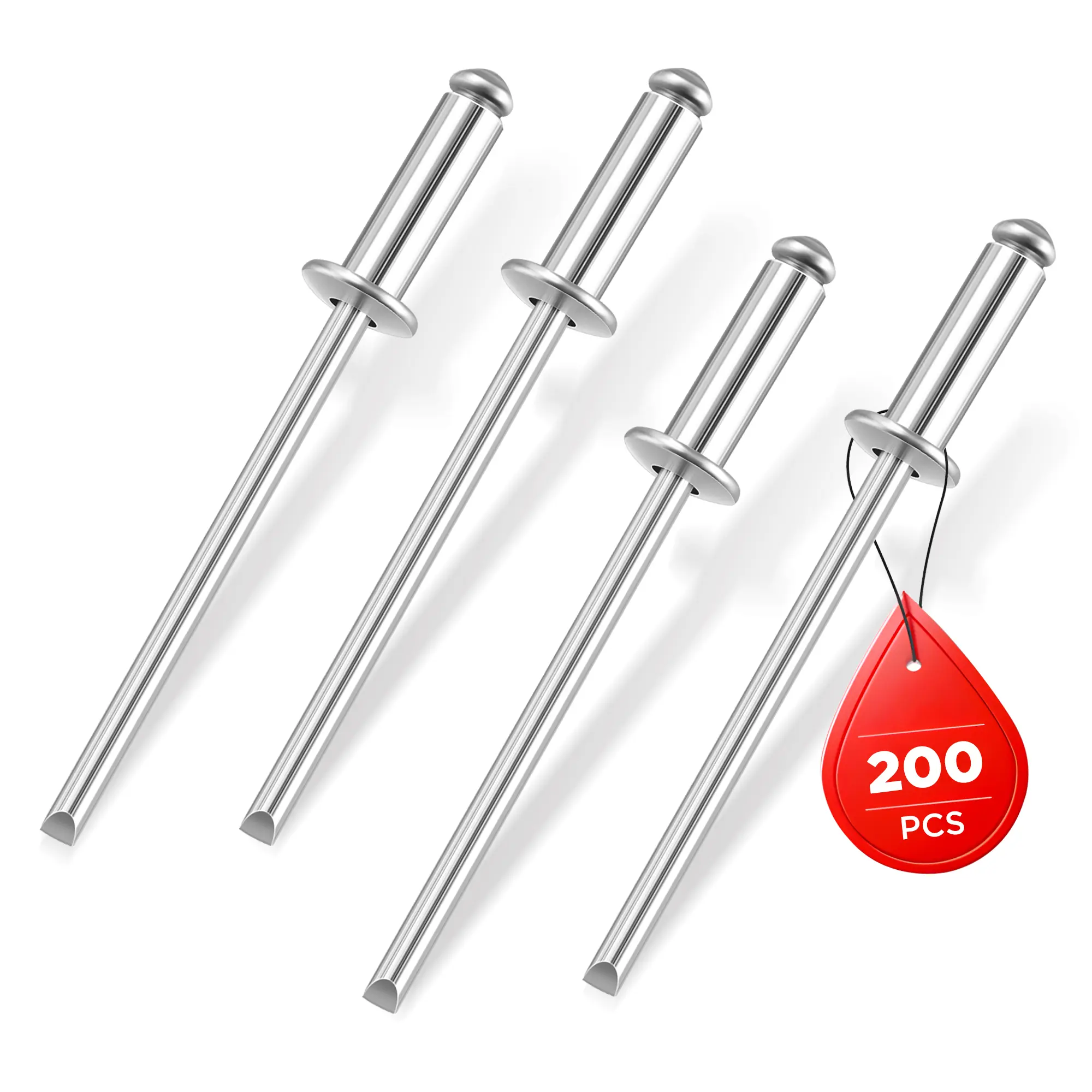 #BacktoSchool WORKPRO 200Pcs Aluminum Blind Rivets, Pop Rivets Assortment | Aluminum Grip and Steel Mandrel, for Metal, Marine Boat, Automotive, Railway, and Duct Work- Pack of 200, Silver