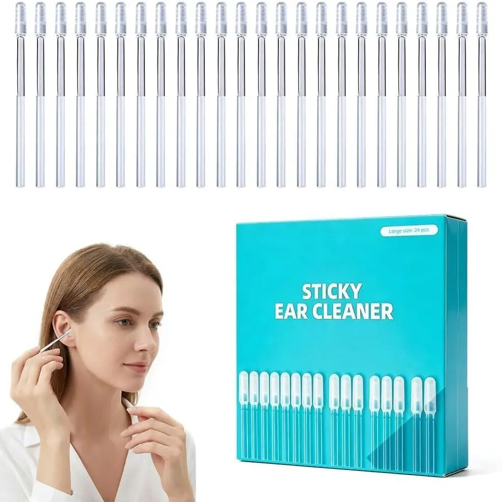 Earwax Removal Adhesive Swabs, Sticky Ear Cleaners Tools, 2026 Upgraded Sticky Ear Cleaning Stick, Gentle, Visible Ear Care, Reusable Soft, Portable Ear Pick for Kids and Adults with Dust Cover Packaging, Earwax Remover Stick