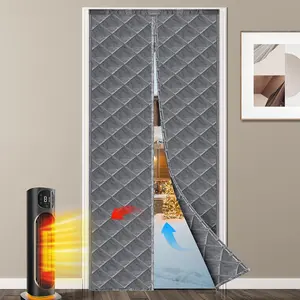 Thermal Insulated Door Curtain, Temporary Cover, Durable Upgraded Oxford Cloth & Thicken Cotton Fill, Soundproof and Windproof (Gray, Fits Size 38" x 82")