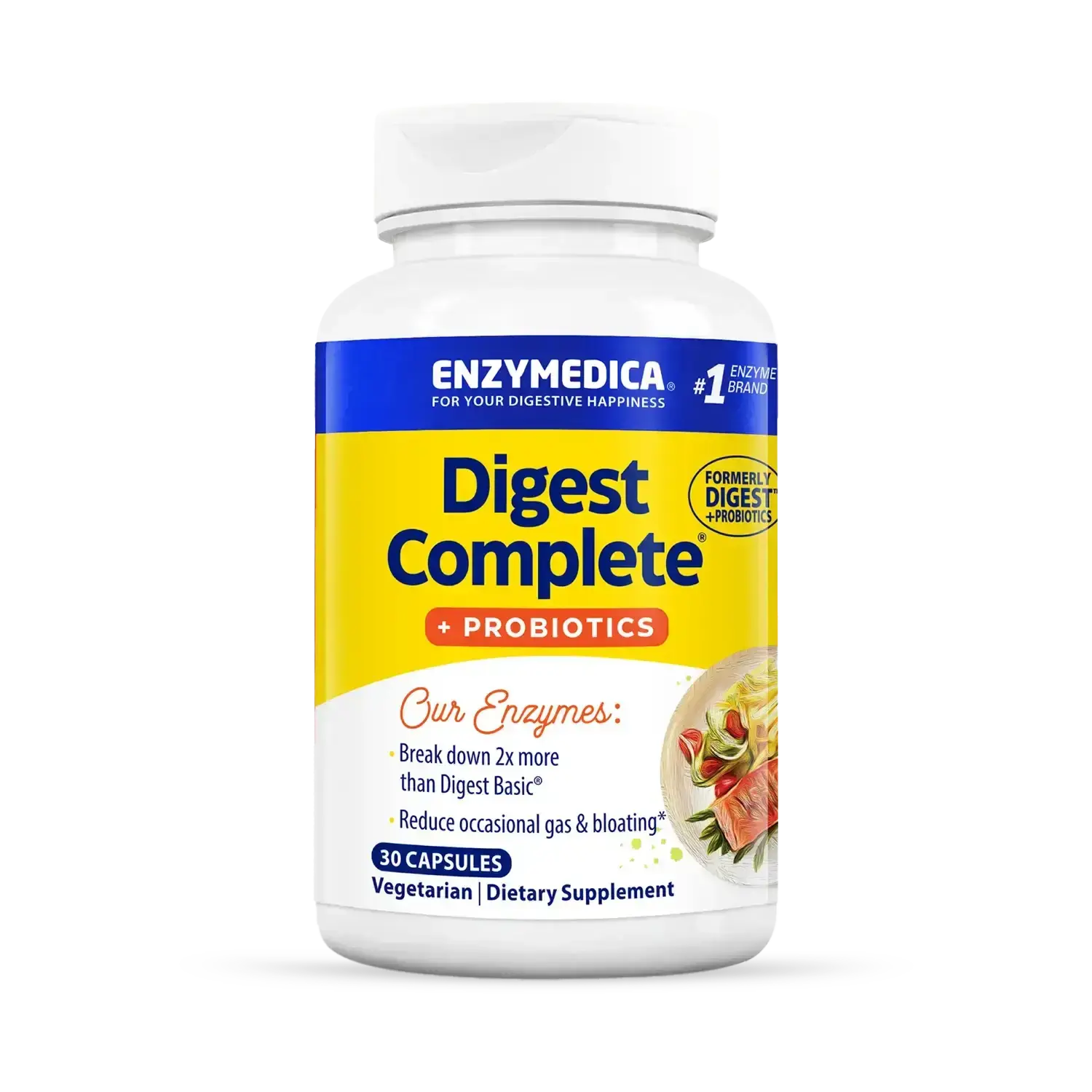 Enzymedica Digest Complete + Probiotics - Digestive Enzyme Supplement for Women & Men, Enzyme and Probiotic Capsules for Digestion, Gut Health Support, Helps Gas & Bloating