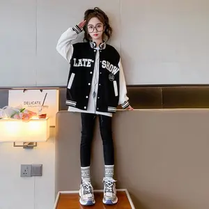 Girls' Baseball Jacket, Cute Sporty Zip-Up Coat for School and Casual Wear, Lightweight Soft Fall and Spring Outerwear for Big Girls and Youth