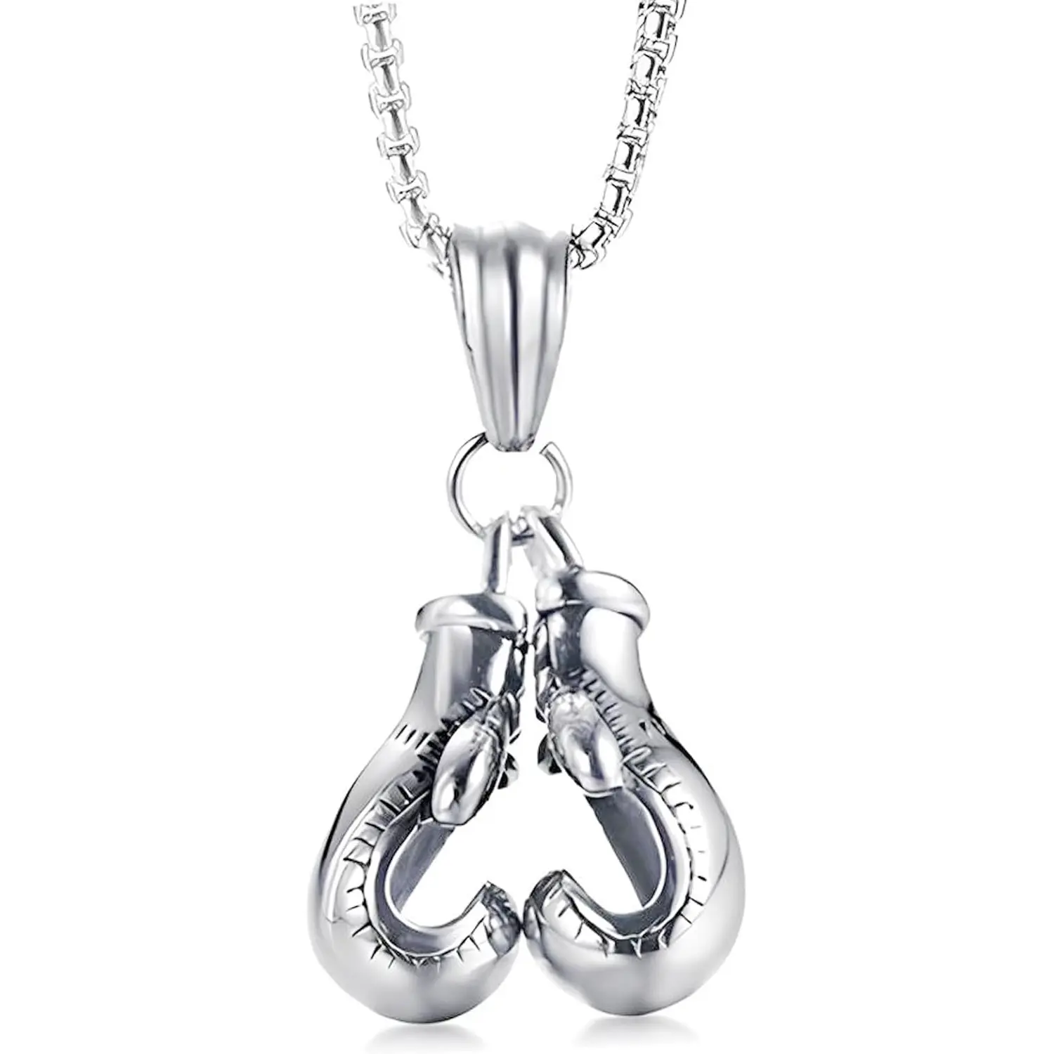 Boxing Glove Pendant Necklace Stainless Steel Sports Jewelry for Men and Women, Combat Sports Themed Necklace for Boxing Enthusiast