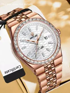 A men's rose gold steel strap high-grade business casual with a diamond calendar and quartz movement Business Fashion Watches