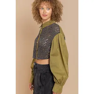 Cropped Balloon Sleeve Jacket