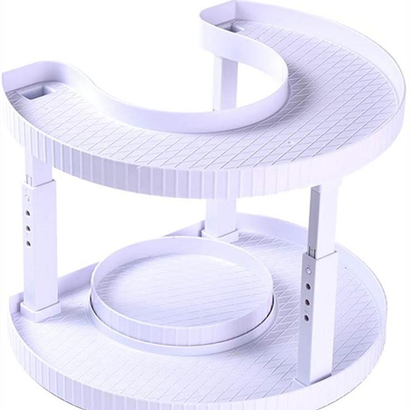 2-Tier Rotating Storage Rack Multi-Functional Double Layer Non-Skid Organizer for Kitchen Bathroom Countertop Makeup Cosmetic Spice Fruit and Vanity Tray 2-Tier Rotating Storage Rack Multi-Functional Double Layer Non-Skid Organizer for Kitchen Bathroom Countertop Makeup Cosmetic Spice Fruit and Vanity Tray