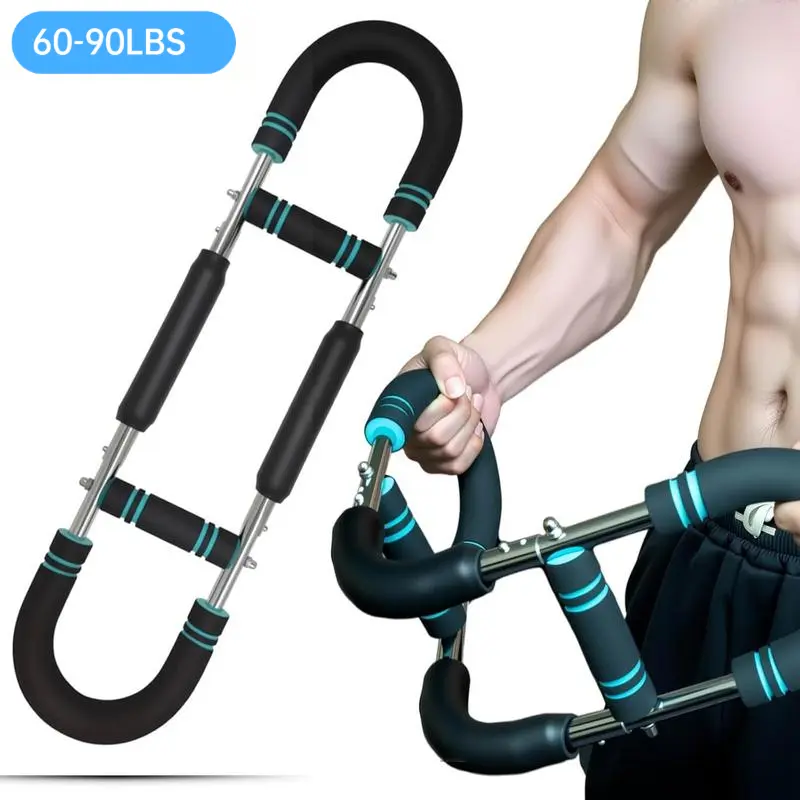 Durable Variable Resistance Twister Trainer Home Workout Equipment - 60-90 Lbs Resistance, Ergonomically Engineered Rotating Arm, Detachable Portable Power Bar, High-Strength Latex Band, Foam-Wrapped Twist Handle for Chest, Shoulders