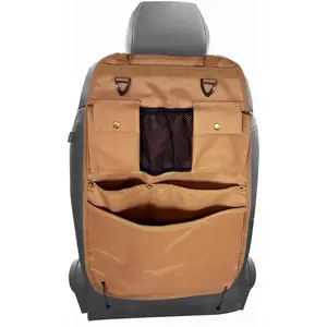 Seat  Organizer with Multiple Pockets and Hooks (brown)