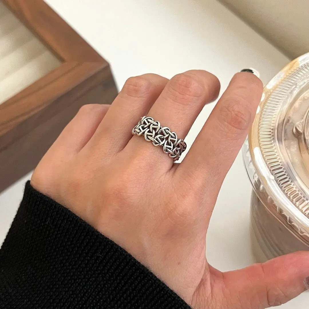 Pig nose splicing ring for women with adjustable opening, retro and simple new style temperament and versatile ring