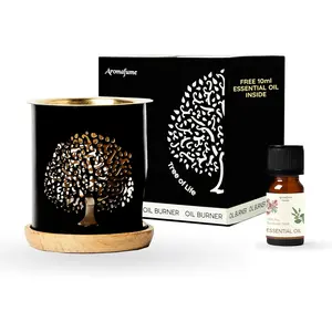 Aromafume Tree of Life Essential Oil Burner | Oil Diffuser with Candle | Brass Burner with 10ml Essential Oil