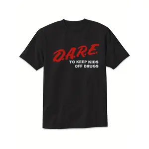 90s Retro Graphic Tee - Black Cotton Men's T-Shirt with Vintage D.A.R.E. Inspired Design, Adult funny T-shirt, Gift for Woman and Man