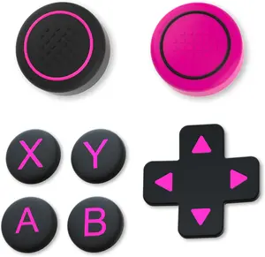 Switch lite Button Set, Silicone Cross D-Pad Button Cover Set Joystick Cover - ABXY Button Stickers, Button Set Compatible with Nintendo Switch lite - Cool Black & Red