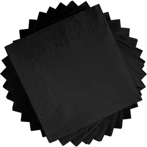 Premium Black Party Beverage Napkins 100 Count 2-Ply 5"x5" Absorbent Disposable Paper Napkins Ideal for Parties Weddings Cocktails Events