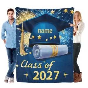I graduated！Personalized Graduation Blanket | 2027 Class Name 2028 Class Name Lightweight Flannel  All-Season Soft Bedspread, Suitable for Graduation Parties and Classroom Decor, Machine Washable  SingleSide Lightweight Blanket