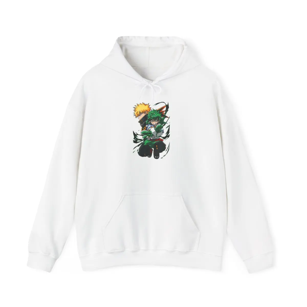Unisex Heavy Blend™ JL Anime Hooded Sweatshirt Back and Front Printed - Midoriya Deku and Bakugo Kacchan My Hero Academia