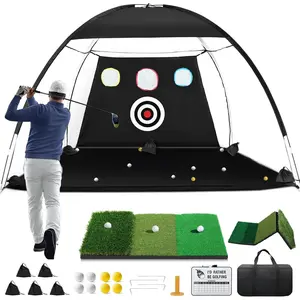 Golf Net, 10x7ft Golf Hitting Aid with Mat, Designed for Outdoor & Indoor Use, Practice Nets for Backyard Driving Real Balls, Ideal Gifts for Men Dad Husband & Golfers