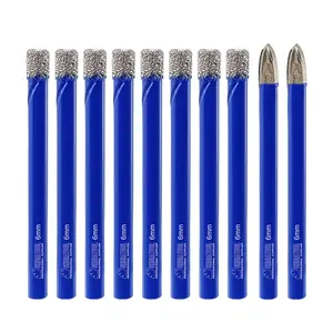SHDIATOOL 10-Piece Diamond Drill Bits 1/4-inch x8pcs,with Carbide Tip Drill 6mmx2,Core Bits with Round Shank Hole Saw Cutter for Porcelain Tile Marble Ceramic Granite,Dry Wetting Drilling (Pack of 10)