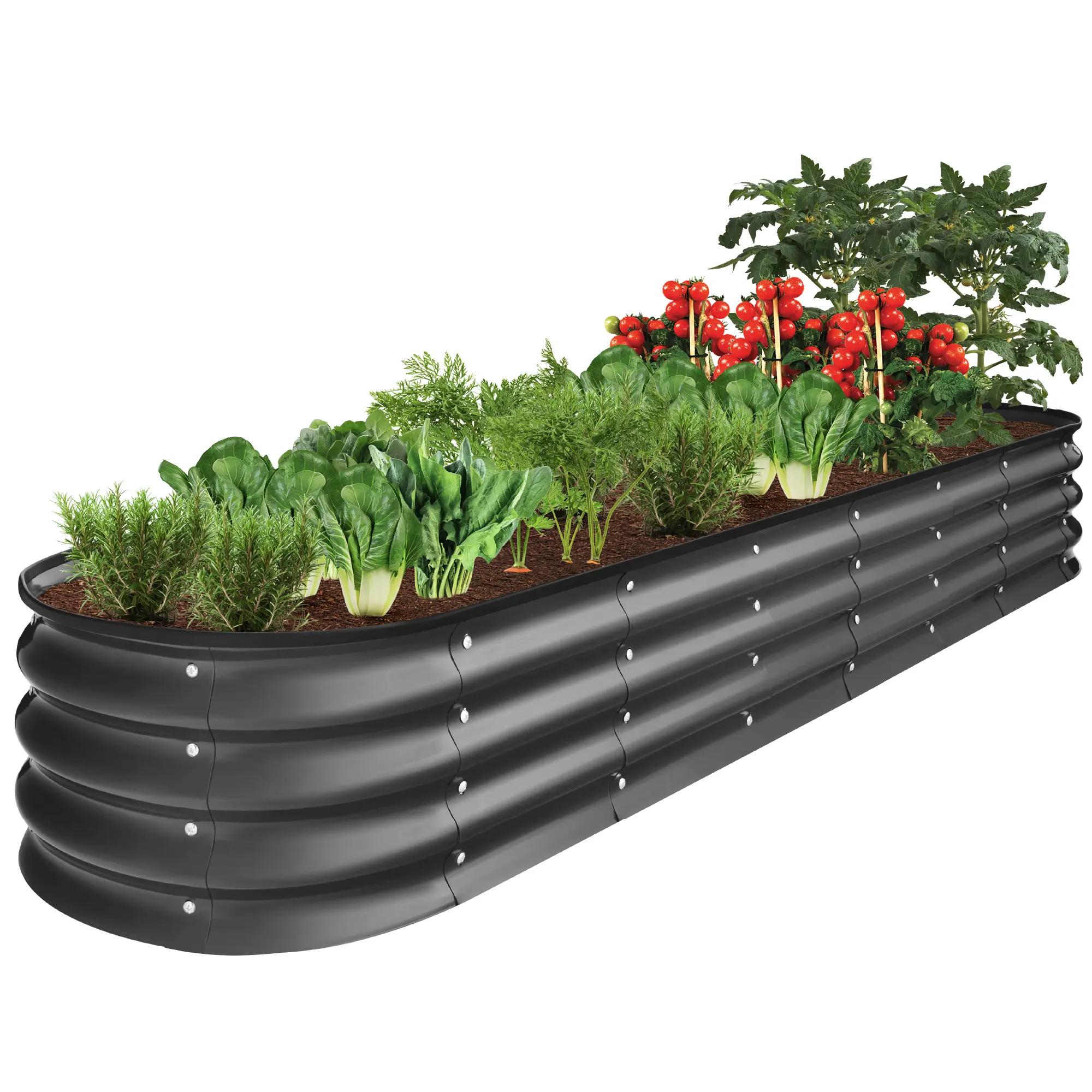 Best Choice Products 8x2x1ft Outdoor Metal Raised Oval Garden Bed, Planter Box for Vegetables, Flowers
