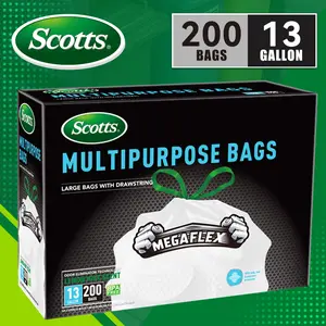 Scotts  13 Gallon Boxed Disposable Non Tear Puncture Tear Resistant Trash Bags, ODOR ELIMINATORTECHNOLOGY Kitchen Drawstring Garbage Bags, Fresh Clean Scent With Lemon Scent, Multipurpose Easy To Usedrawstrings More Durable