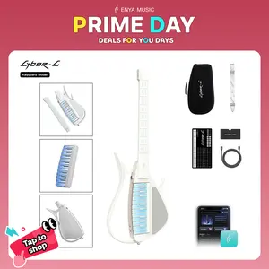 【Music Is Free】Enya CYBER-G Stringless Smart Guitar Portable Foldable Travel Guitar with App-Controlled Chords, Hundreds of Instrument Sounds, Built-In Speaker & Drum Machine, Quick-Learn for Adults/Guitar Beginners