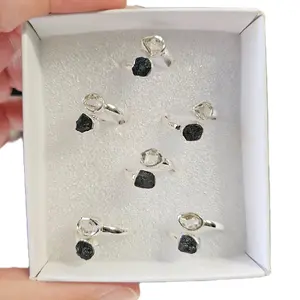 Herkimer Diamond and Black Tourmaline Ring