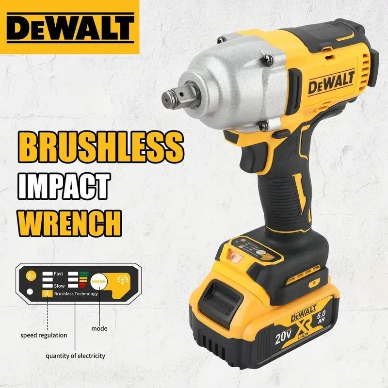 DEWALT DCF900 Impact Wrench Kit, 1/2in Brushless Cordless High Torque Tool with Hog Ring Anvil, 20V Power Tools 1Battery 1Charger 1Toolkit for DIY & Demanding Tasks, Battery Charger, Brushless Motor, Superior Grip
