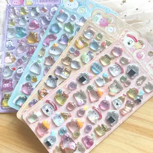 3D Kawaii Crystal Epoxy Stickers, Embossed Cute Cartoon Ghost & Animal Designs,transparent Waterproof,DIY Phone Case Decorations,gifts