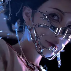 Cyberpunk Chin Metal Mask Female Mask Mouth Cover Male Cos Anti-bite Robot Man Halloween Face Veneer